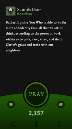 Screenshot of the Praycraft app